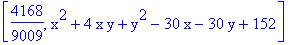[4168/9009, x^2+4*x*y+y^2-30*x-30*y+152]